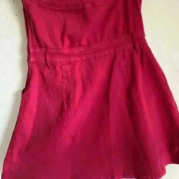 Hausen Malia Romper Dress Strapless Pleated Cranberry Red Playful Coquette L - Picture 10 of 13